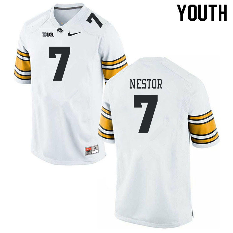 Youth #7 John Nestor Iowa Hawkeyes College Football Jerseys Stitched Sale-White - Click Image to Close